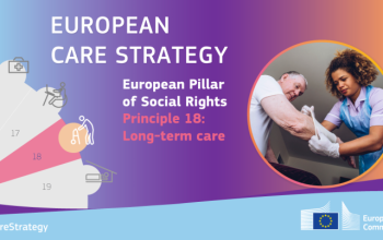 Cartel de la nueva estrategia europea de cuidados